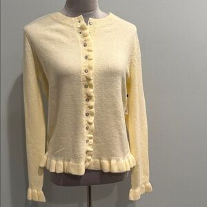 Cece Buttercream Yellow Ruffled Cardigan M